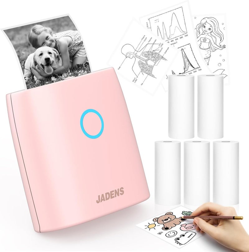 JADENS Sticker Printer with 5Rolls Thermal Paper - Image 1